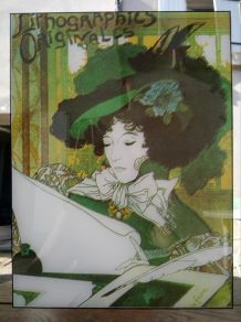 Joli miroir vintage "Lithographies originales" 