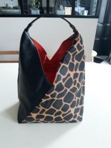 Sac créateur original noir/imprimé girafe