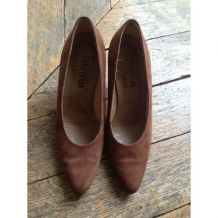 Escarpin Divina nubuck camel années 90