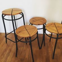 Lot de tabourets vintage (3 petits et 1 grand)