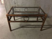 Table basse en rotin années 70