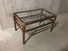 Table basse en rotin années 70