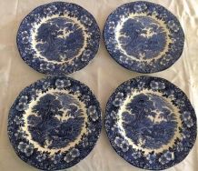 4 assiettes faience WEDGWOOD-28 cm (Angleterre 1950)