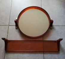 Miroir rond et étagère  vintage années 70 