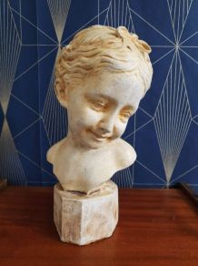 buste "la rieuse" d'après Jean-Baptiste Pigalle en plâtre