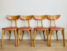 Lot 4 chaises bistrot Luterma dossier "banane" années 50