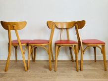 Lot 4 chaises bistrot Luterma dossier "banane" années 50