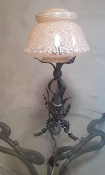 lampe fer forgé martelé avec spiral et torsades 1920  art de