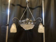 LUSTRE ART DECO LAMPE 1930  TULIPE SIGNÉE DEGUE