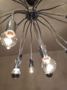 lustre spoutnik 24 feux en métal chromé tentacules flexibles