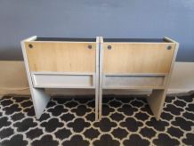 chevets vintage en tek et laminé blanc avec tablette  verre