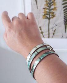 3 bracelets jonc en nacre  turquoise et laiton  vintag