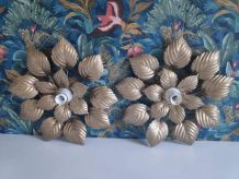 appliques murales feuilles dorées vintage des années 70