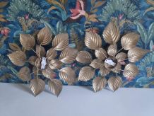 appliques murales feuilles dorées vintage des années 70