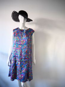 Robe tunique satinée motifs psychédéliques vintage 70's