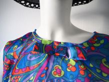Robe tunique satinée motifs psychédéliques vintage 70's