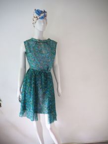 Robe plissée fleurie Mod yéyé vintage 60's