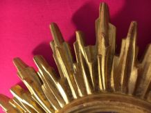 Miroir soleil bois doré 1950  24cm