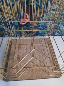 desserte range-vinyles vintage 4 étages structure métal doré