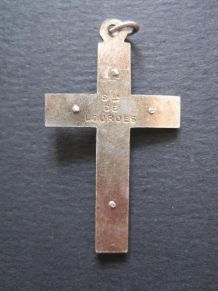 Ancienne croix en Métal + Nacro couleur BLEU