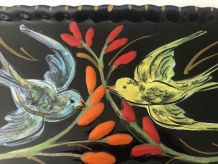 Grand plat à cake Vallauris vintage en faïence émaillée