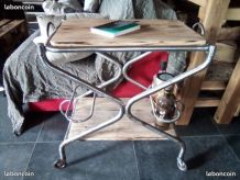 DESSERTE/CHARIOT VINTAGE METAL/BOIS SUR ROULETTES