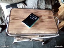 DESSERTE/CHARIOT VINTAGE METAL/BOIS SUR ROULETTES