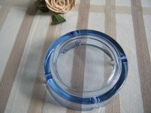 Cendrier verre bleu transparent Vintage 70'S