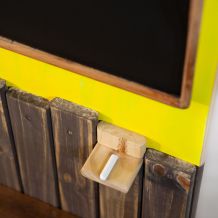 Étagère banc d'entrée colorée bois rustique tableau craie 