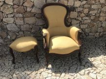 Fauteuil Louis-Philippe 1er avec repose pied