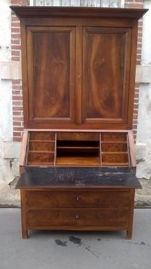 Bibliothèque secrétaire noyer et sapin xixe