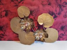 applique nénuphars 7 feux en métal doré