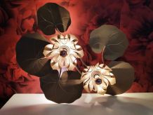 applique nénuphars 7 feux en métal doré