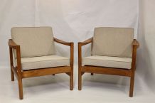 Paire de fauteuils style scandinave années 60 tissu chiné fa