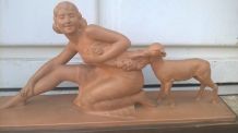 statue terre cuite art déco salvatore melani
