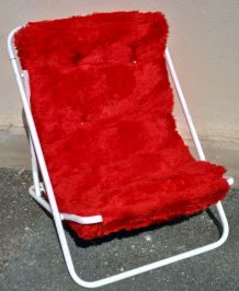 Fauteuil pliable années 70 fausse fourrure