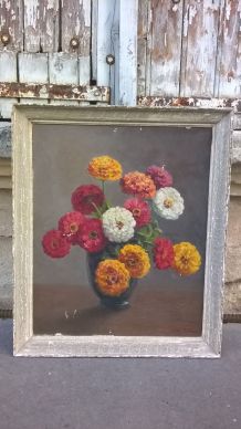 Tableau bouquet de fleurs. Sur toile