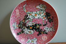 Assiette art chinois chiens