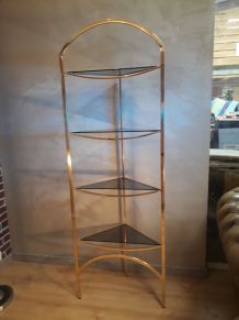 vitrine etagere angle ou pas , or a 4 tablettes verre fumé 1