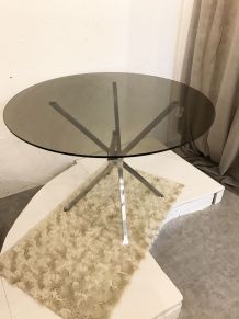 Table verre fumée 70s