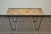 Table basse industrielle métal et bois massif