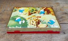 Boite publicitaire en tôle lithographiée "Schtroumpfs"