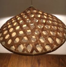 Suspension vintage bambou et lin  50 cm