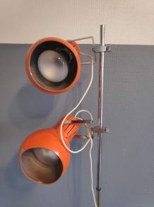 lampadaire 2 spots vintage en métal orange