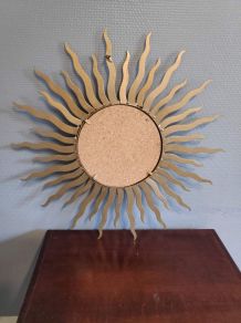 miroir soleil en métal doré vintage