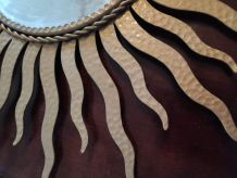 miroir soleil en métal doré vintage