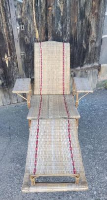 Chaise longue en rotin - Années 50