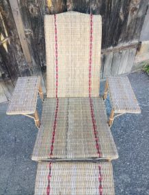 Chaise longue en rotin - Années 50