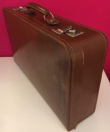 Valise vintage cuir marron 