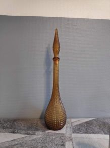 carafe empoli ambrée pointes de diamant avec bouchon flamme